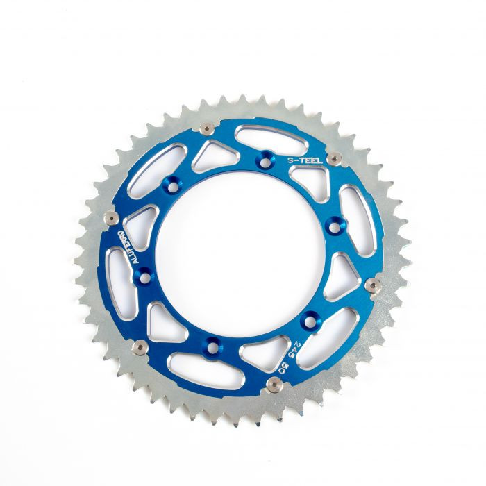 Couronne Bi-Métal S-TEEL Anti-Boue KTM/Husqvarna Pas 520 Noir/Bleu 49 dents